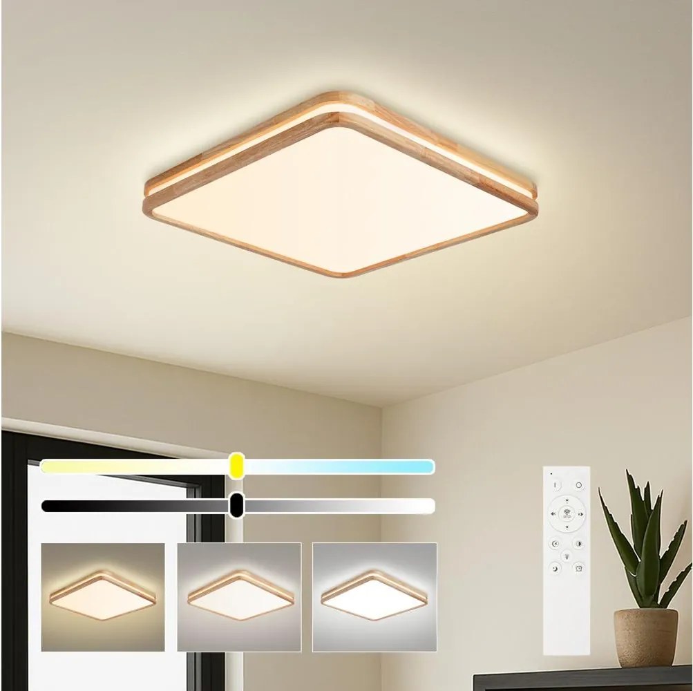 Brilagi - Plafonieră LED reglabilă MOLINA SQUARE LED/80W/230V stejar 60x60 cm + telecomandă