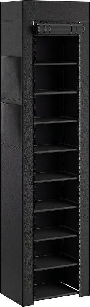 HOMCOM Pantofar 10 Etajere, Cover Antipraf, 20 Perechi, 45 x 30 x 175 cm, Negru | Aosom Romania