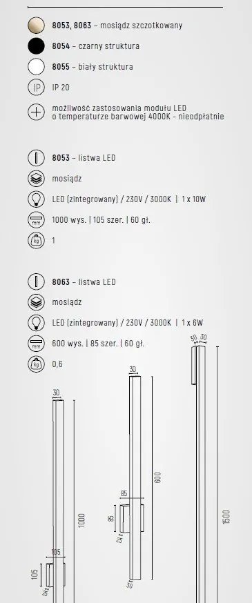 Aplica LED de perete desgin minimalist Asse alama H-100cm