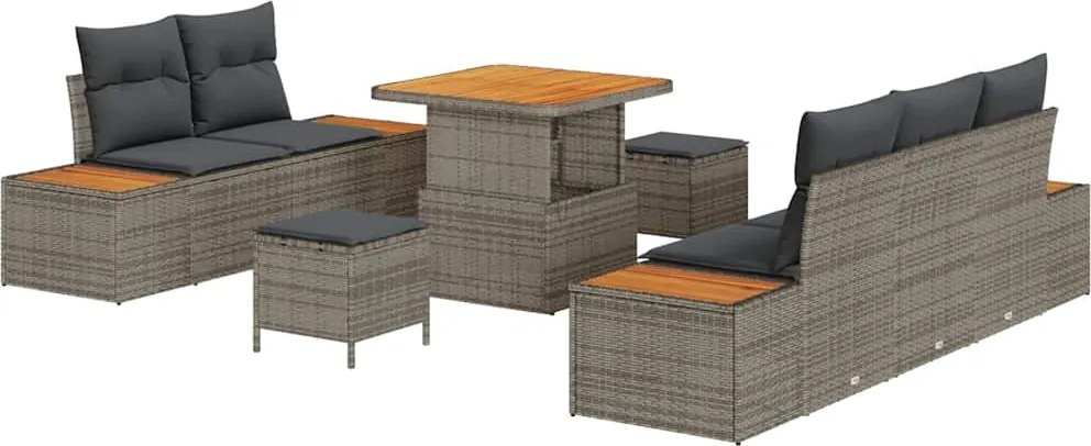 vidaXL Set de canapele pentru grădină 8 pcs Gri poliratan