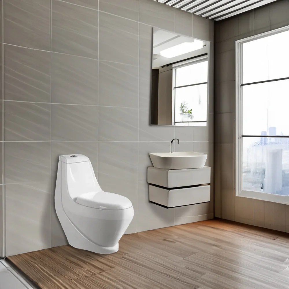 Vas de toaletă Coral Monobloc cu evacuare inferioară