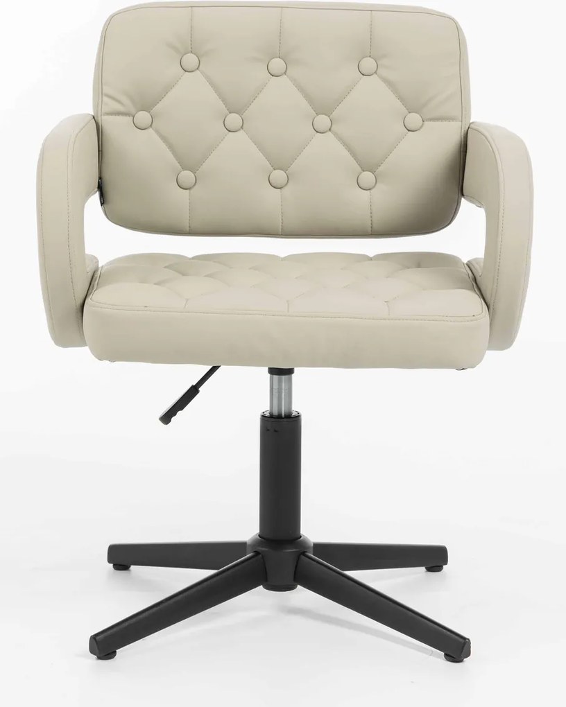 HR8403CROSS Scaun Ecru Piele Ecologica Premium Soft cu Bază Neagră