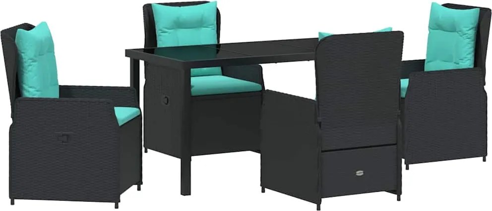 vidaXL Set de masă pentru grădină 5 pcs Negru Rattan poli