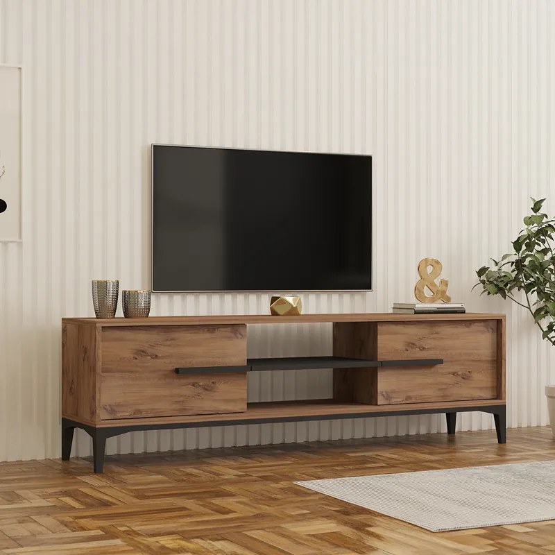 Comoda TV Eslora, culoare stejar-antracit, 160 x 34.6 x 45 cm