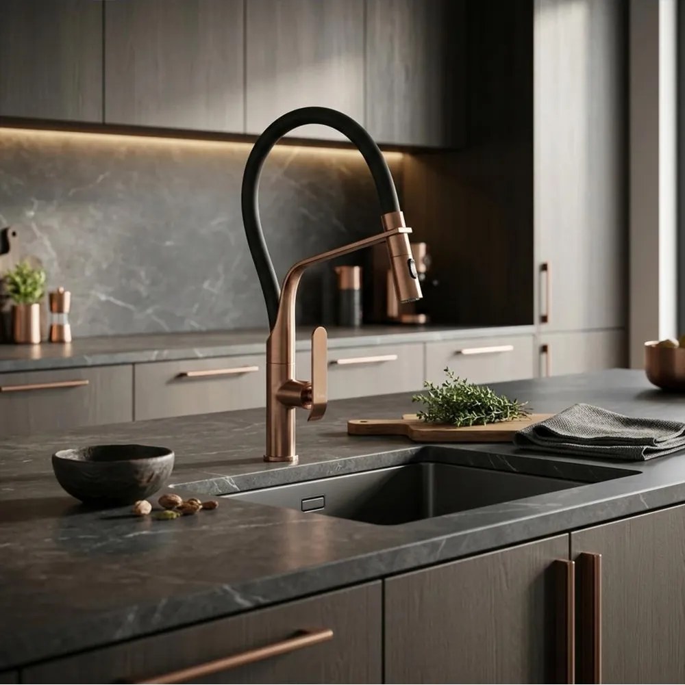 Baterie bucatarie Rea Castor cupru periat