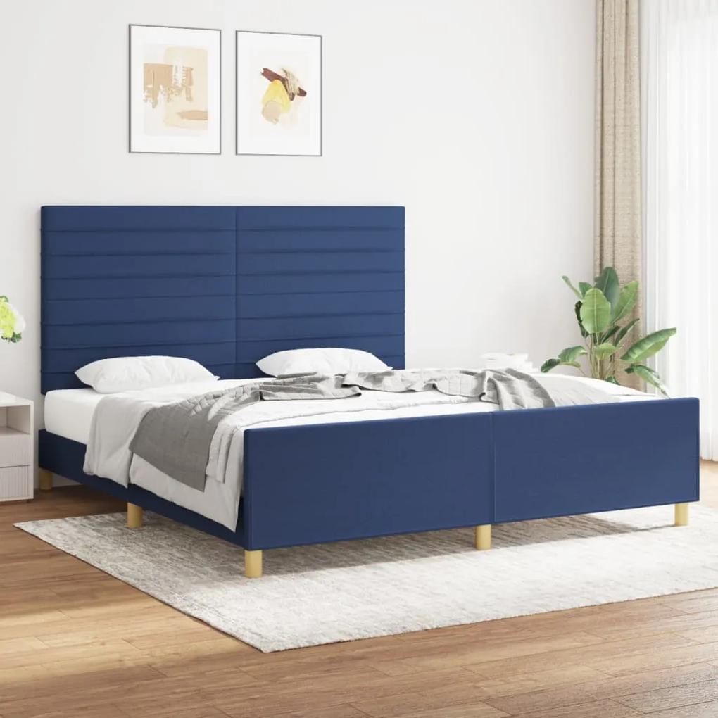 3125160 vidaXL Cadru de pat cu tăblie, albastru, 180x200 cm, textil