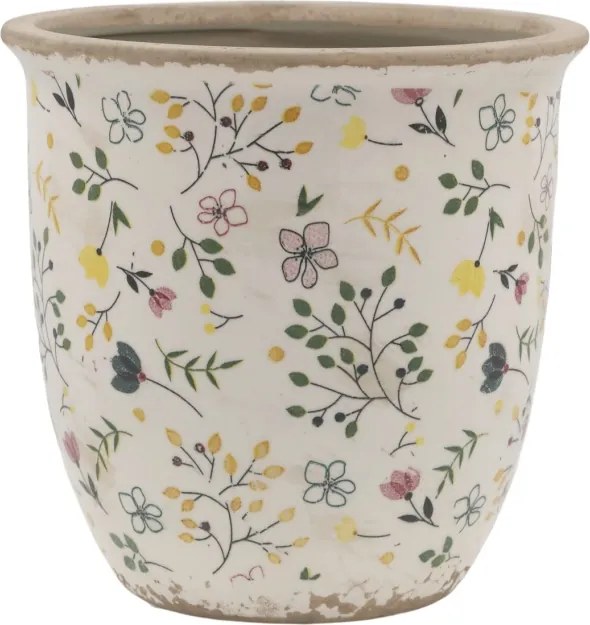 Ghiveci cu motiv floral, H16.5/D17 cm, Cavaillon