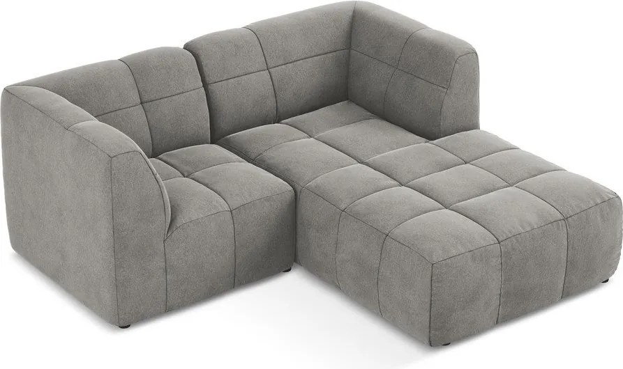 Colțar gri cu tapițerie din catifea (cu colț pe partea dreaptă/cu șezlong) Aloha – Makamii