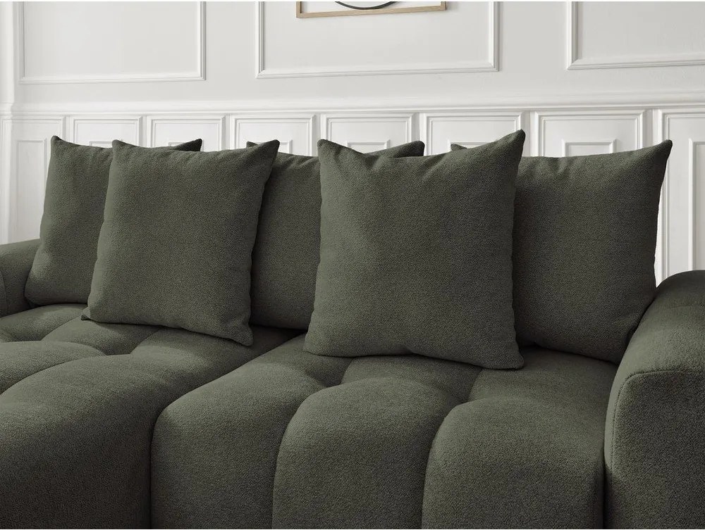 Colțar kaki extensibil/cu spațiu de depozitare cu tapițerie din chenille (cu colț pe partea stângă/cu șezlong) Roxelane – Bobochic Paris