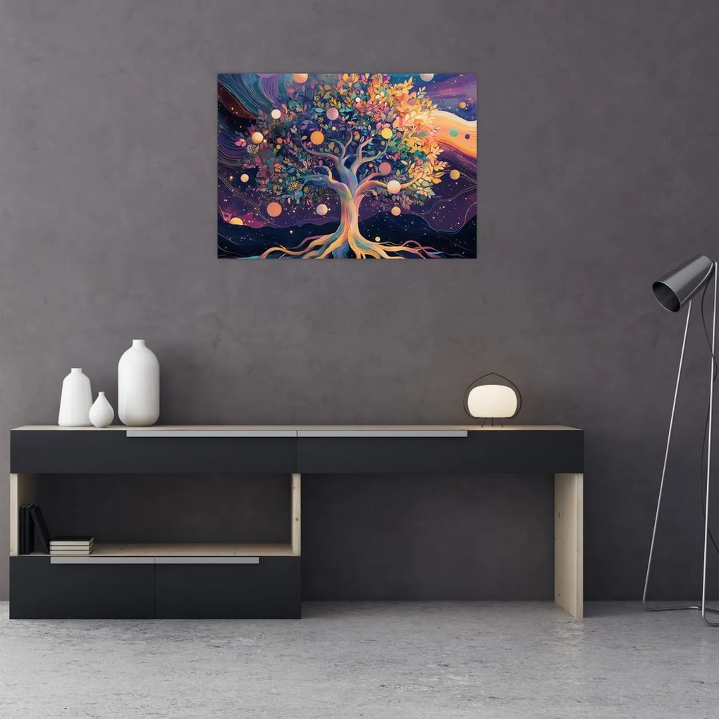 Tablou pe sticlă – Arbore violet plin de energie (70x50 cm)