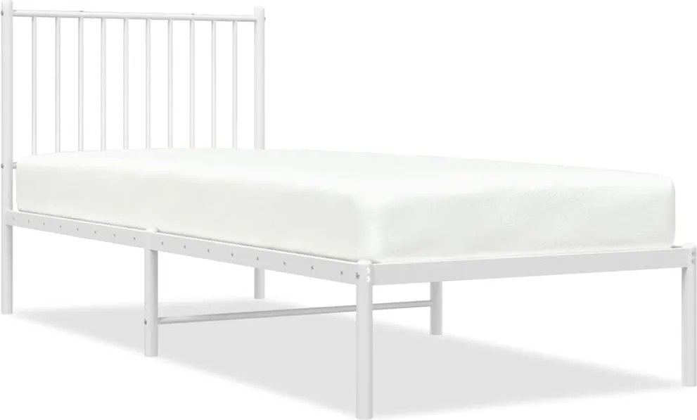 vidaXL Cadru de pat metalic cu tăblie, alb, 80x200 cm