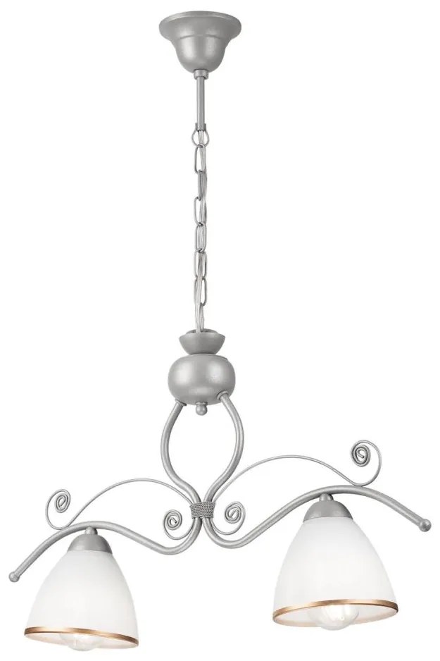 Lustră pe lanț RETRO 2xE27/60W/230V argintiu