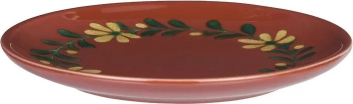 Farfurie de prânz din ceramică pictată manual cu motive florale folk, D19×H2 cm, „Aya"