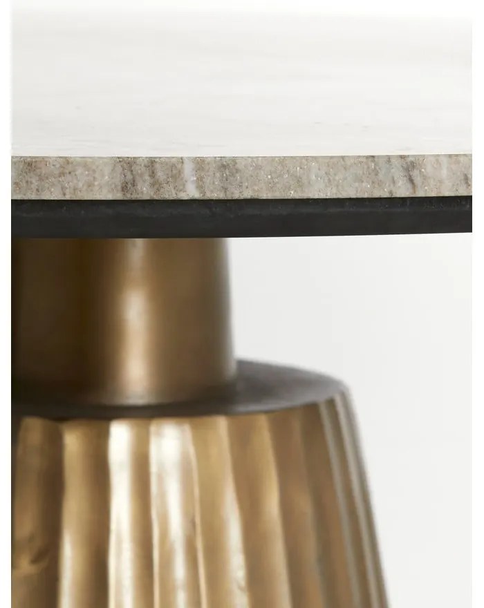 Masă de dining în culoarea bronz/în culoare naturală rotundă cu blat cu aspect de marmură ø 100 cm Rianne – Light &amp; Living