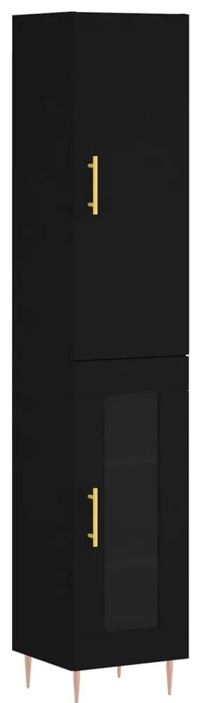 3199034 vidaXL Dulap înalt, negru, 34,5x34x180 cm, lemn prelucrat