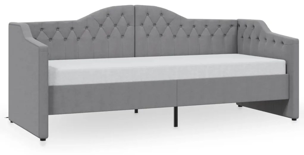 337183 vidaXL Pat de zi cu USB, gri deschis, 90x200 cm, material textil