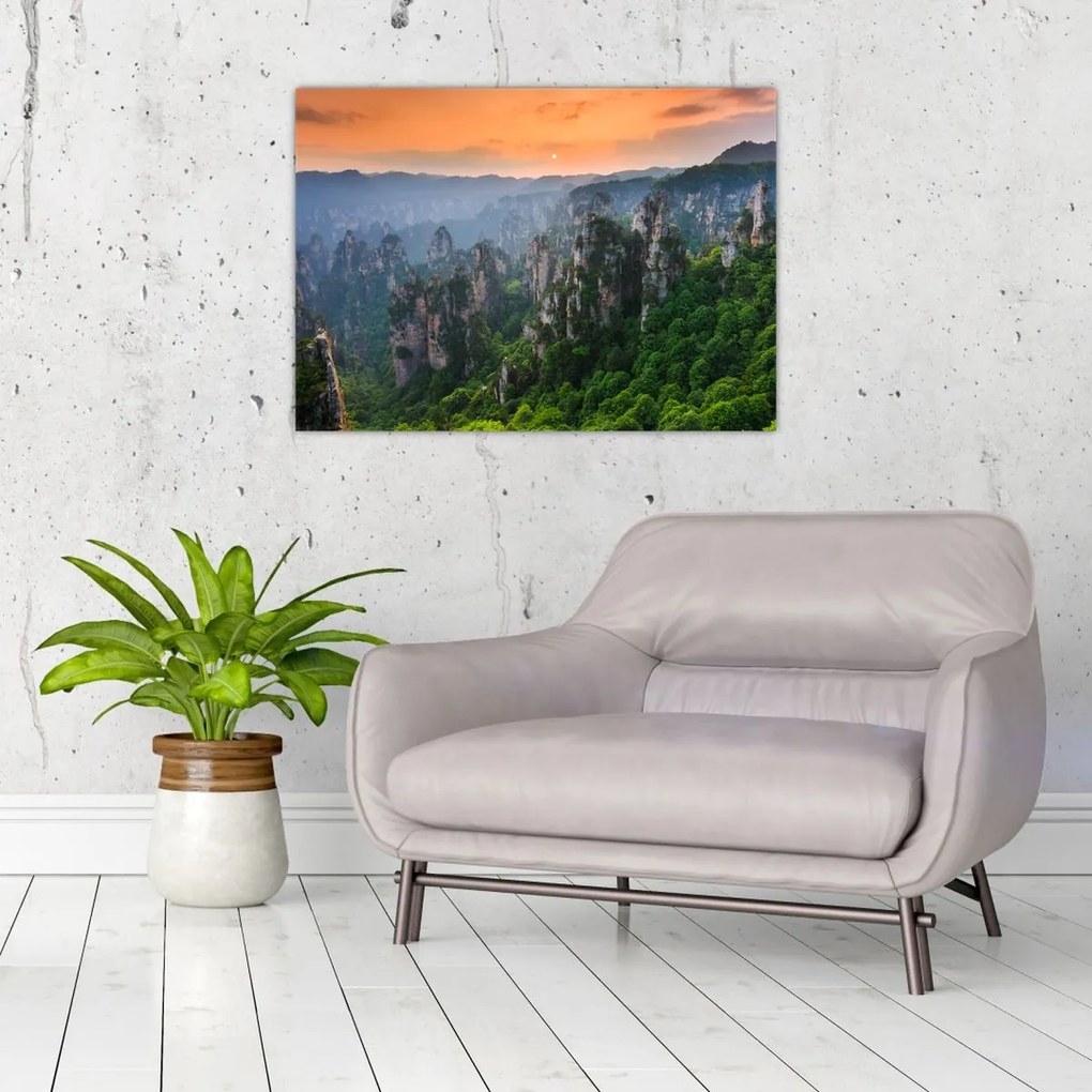 Tablou pe sticlă - Parcul forestier național Zhangjiajie (70x50 cm)