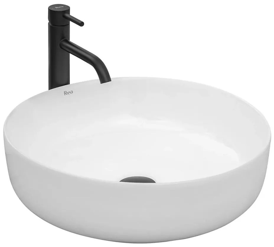 REA-U8493 - Lavoar pe blat ELMA Ø 45 cm ceramică/alb lucios