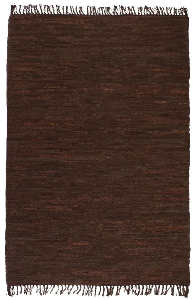Covor Chindi tesut manual, piele, 120 x 170 cm, maro Maro, 120 x 170 cm