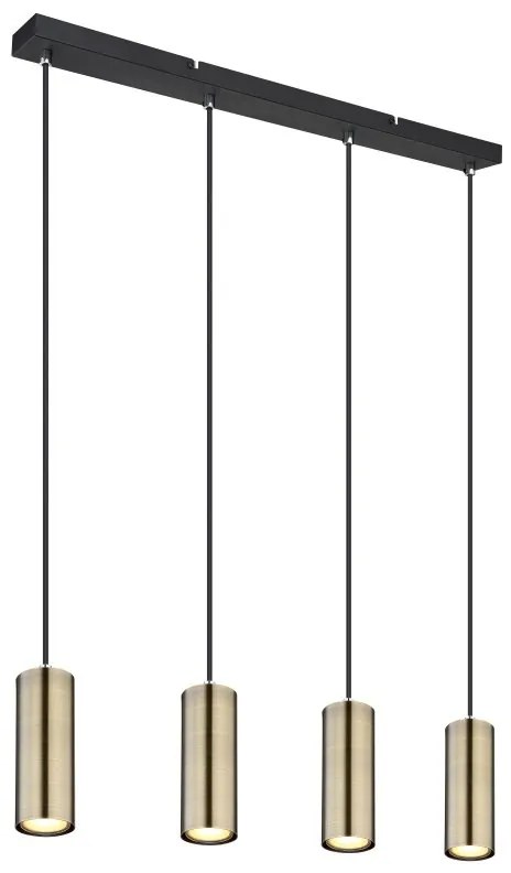 Lustra cu 4 pendule design modern ROBBY negru mat, alama mat