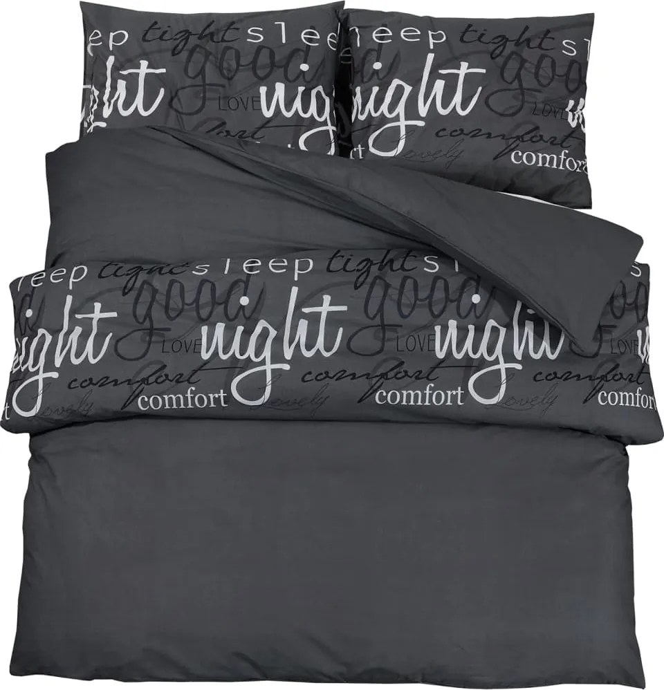 vidaXL Set cu husă de pilotă, negru, 155x220 cm, bumbac