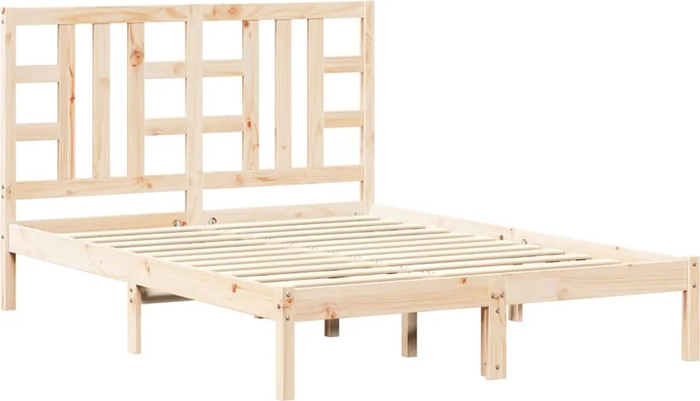 vidaXL Cadru de pat dublu, 135x190 cm, lemn masiv