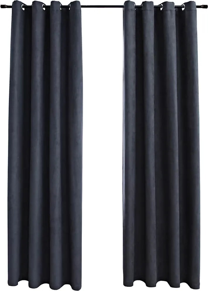 vidaXL Draperii opace cu inele metalice, 2 buc, antracit, 140 x 245 cm