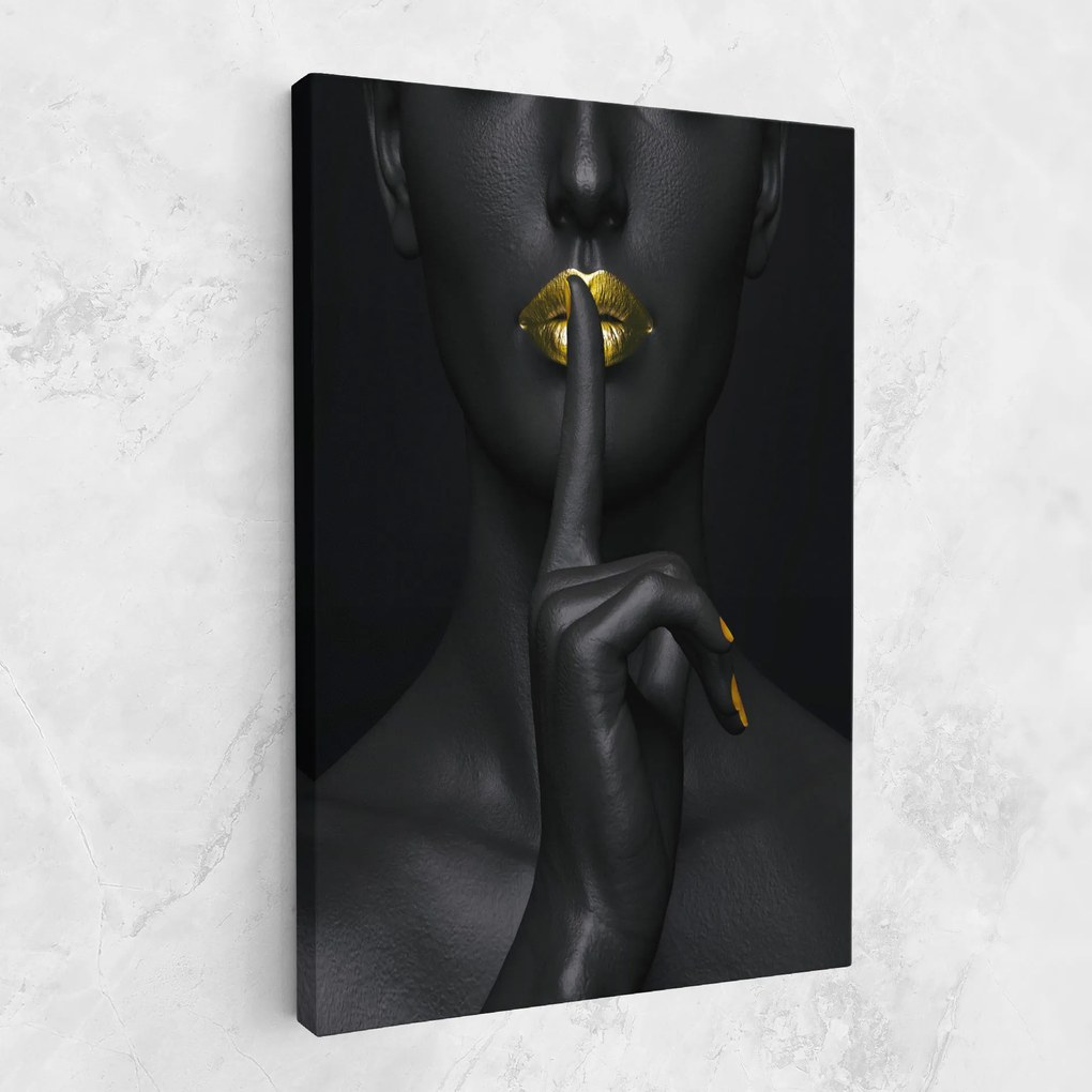 Tablou Canvas, 80x120cm, Dormitor si Living, Femei, Lips, Silence Lips Portrait