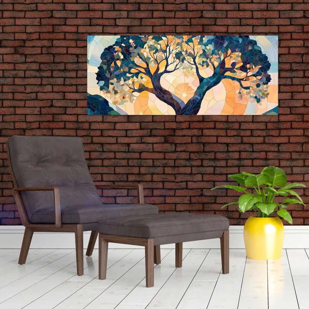 Tablou – Mozaic – soare și arbore II. (120x50 cm)