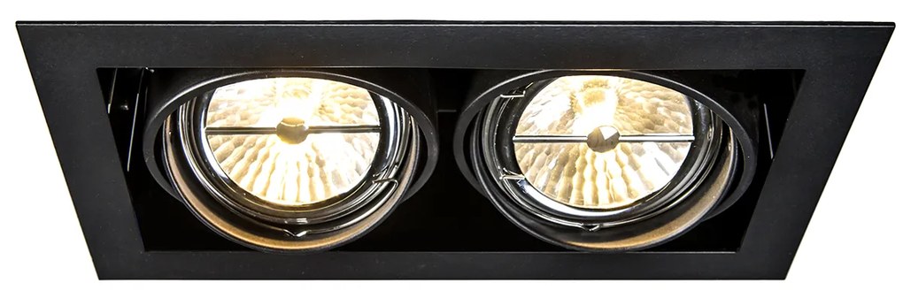 Spot integrat negru reglabil AR111 cu 2 lumini - Oneon