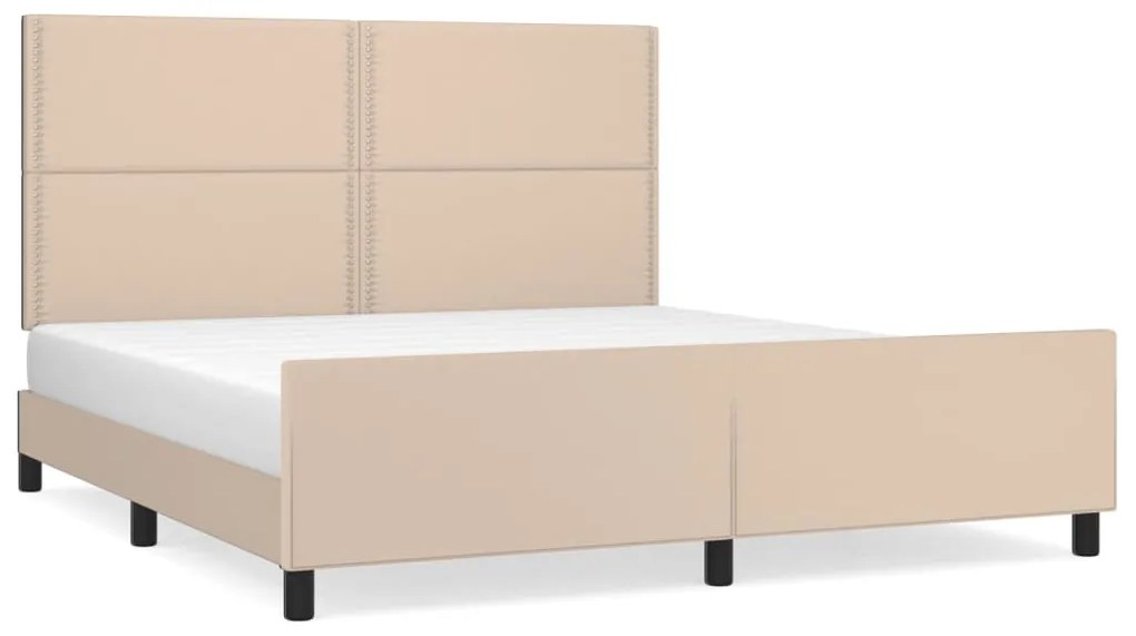 3125529 vidaXL Cadru de pat cu tăblie, cappuccino, 180x200 cm, piele ecologică