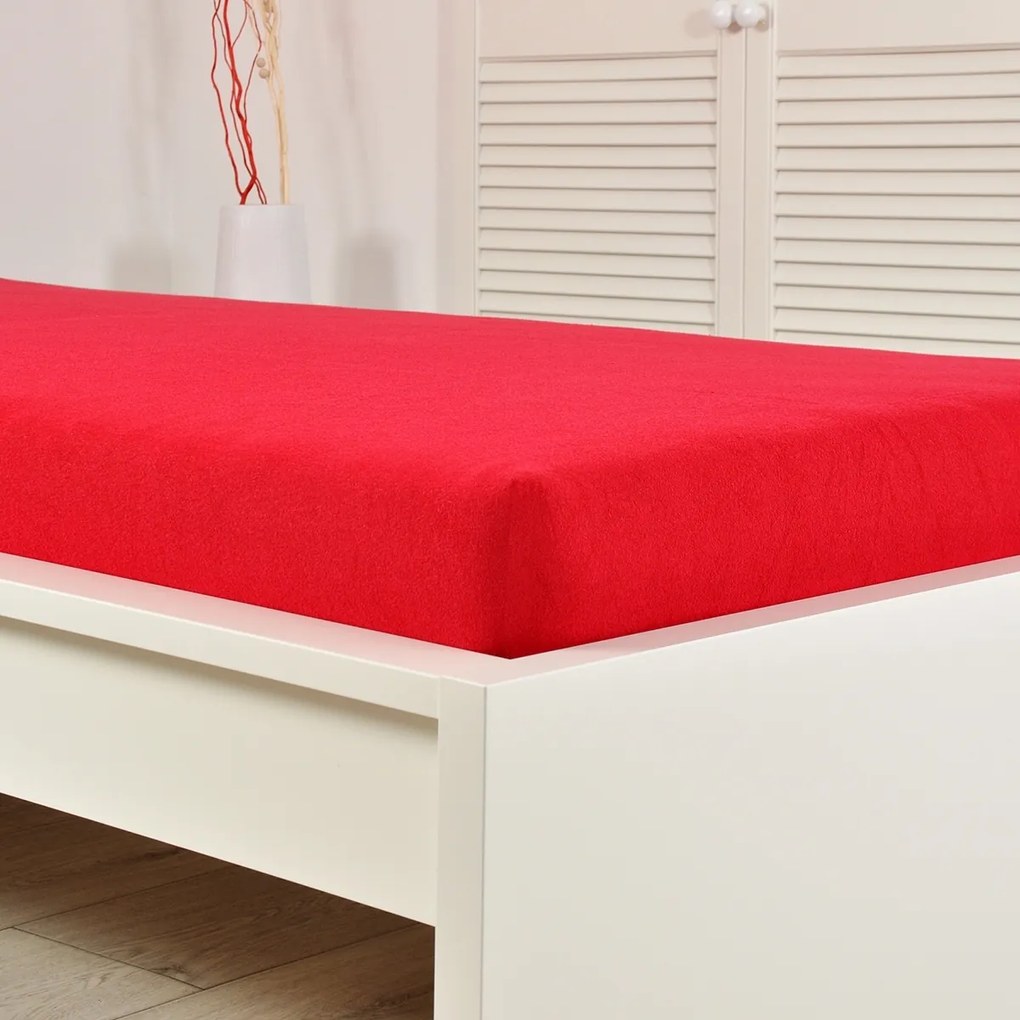 Cearșaf de pat 4Home din frotir Ideal roșu , 200 x200 cm, 200 x 200 cm