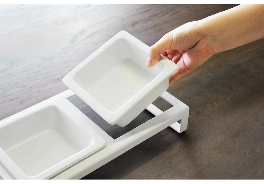 Set 2 boluri pentru animale de companie cu suport Yamazaki Tower, alb