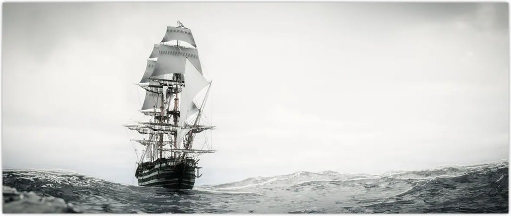 Tablou - O navă care navighează pe ocean (120x50 cm)