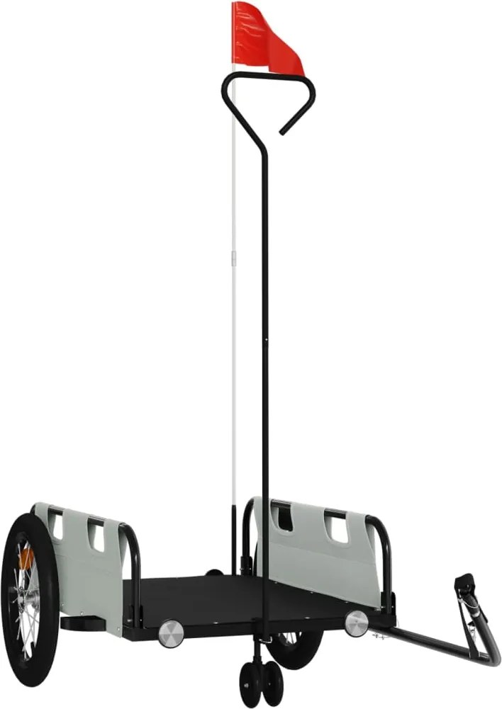 vidaXL Remorcă de bicicletă, gri, textil oxford și fier