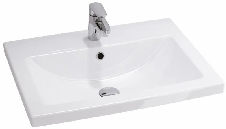 Set dulap baie suspendat 2 sertare si lavoar inclus 60 cm, dulap baie suspendat si dulap baie tip coloana, culoare fiord mat, MDF, Cersanit Tirso