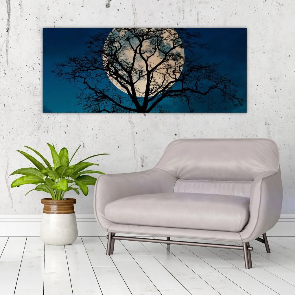 Tablou copacului cu lună plină (120x50 cm)