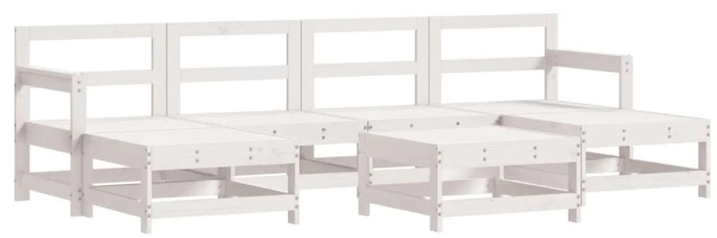 3186390 vidaXL Set mobilier de grădină, 7 piese, alb, lemn masiv de pin
