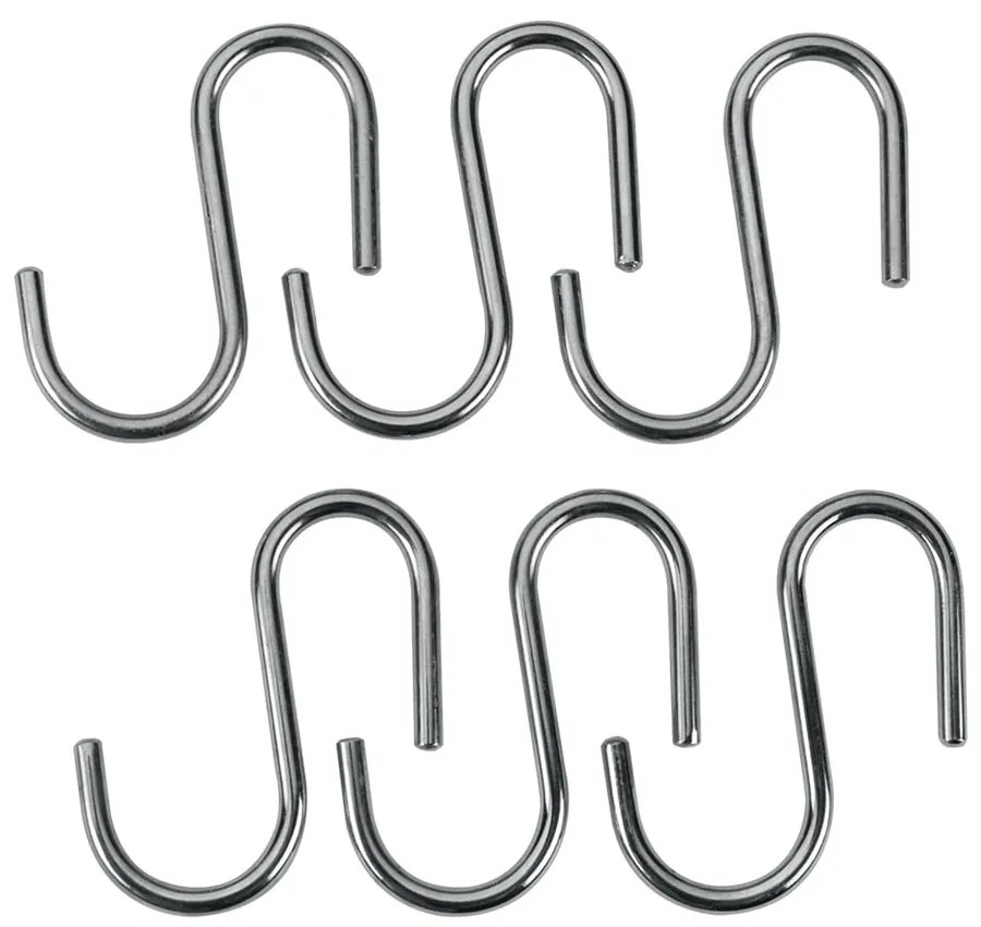 Cârlige argintii 6 buc. suspendate din oțel cromat Lonardo – Metaltex