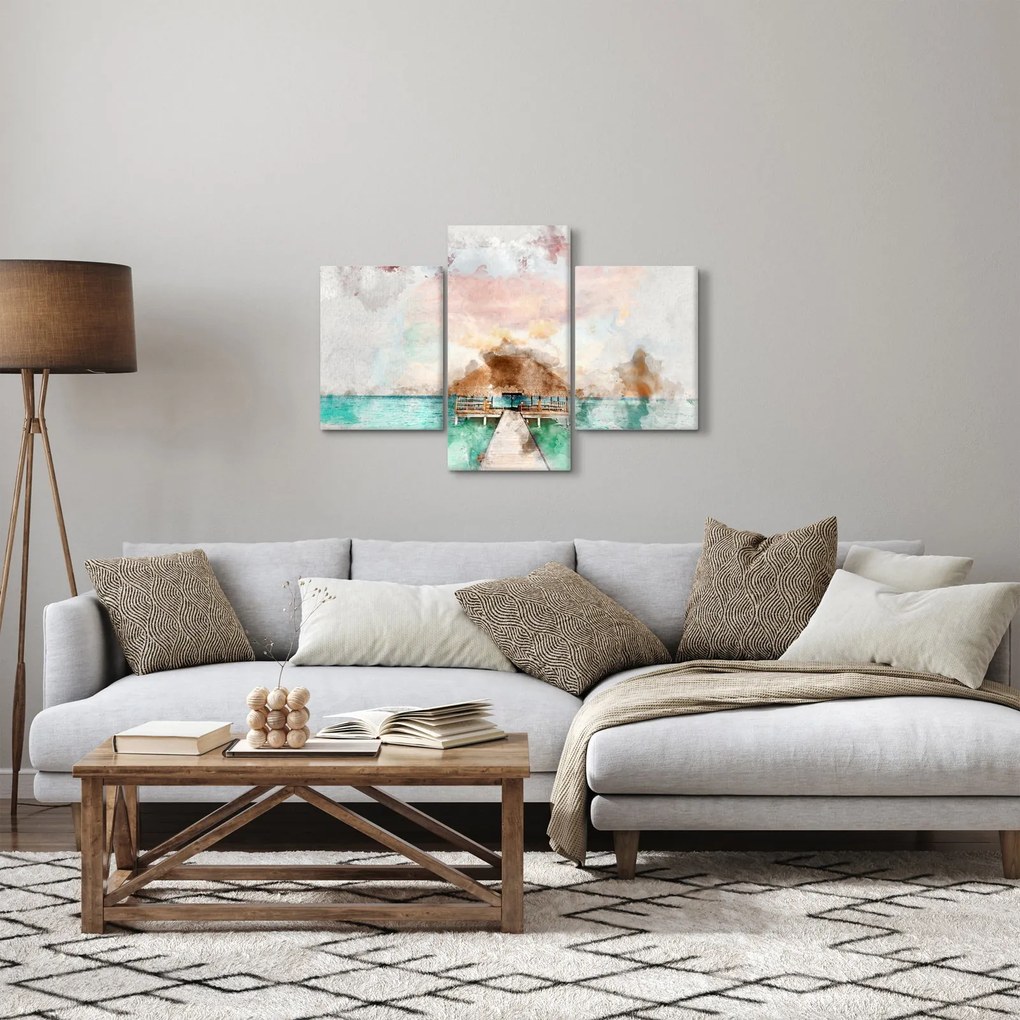 Tablou - Maldive, debarcader din lemn (90x60 cm)