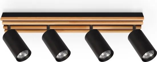 Brilagi - Spot SELE WOOD, 4x GU10, 30W, 230V, negru/lemn