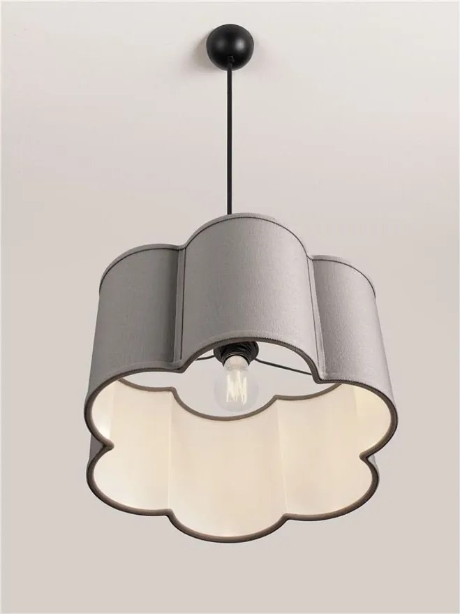 Lustra suspendata cu abajur textil gri BLOOSY