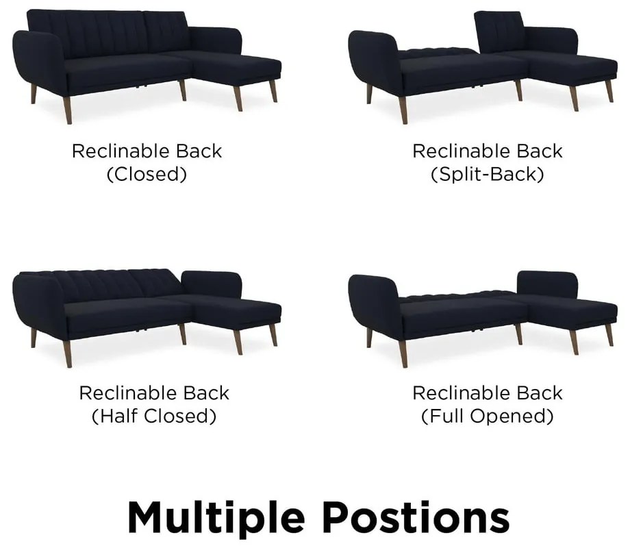 Colțar extensibil albastru închis Brittany - Novogratz