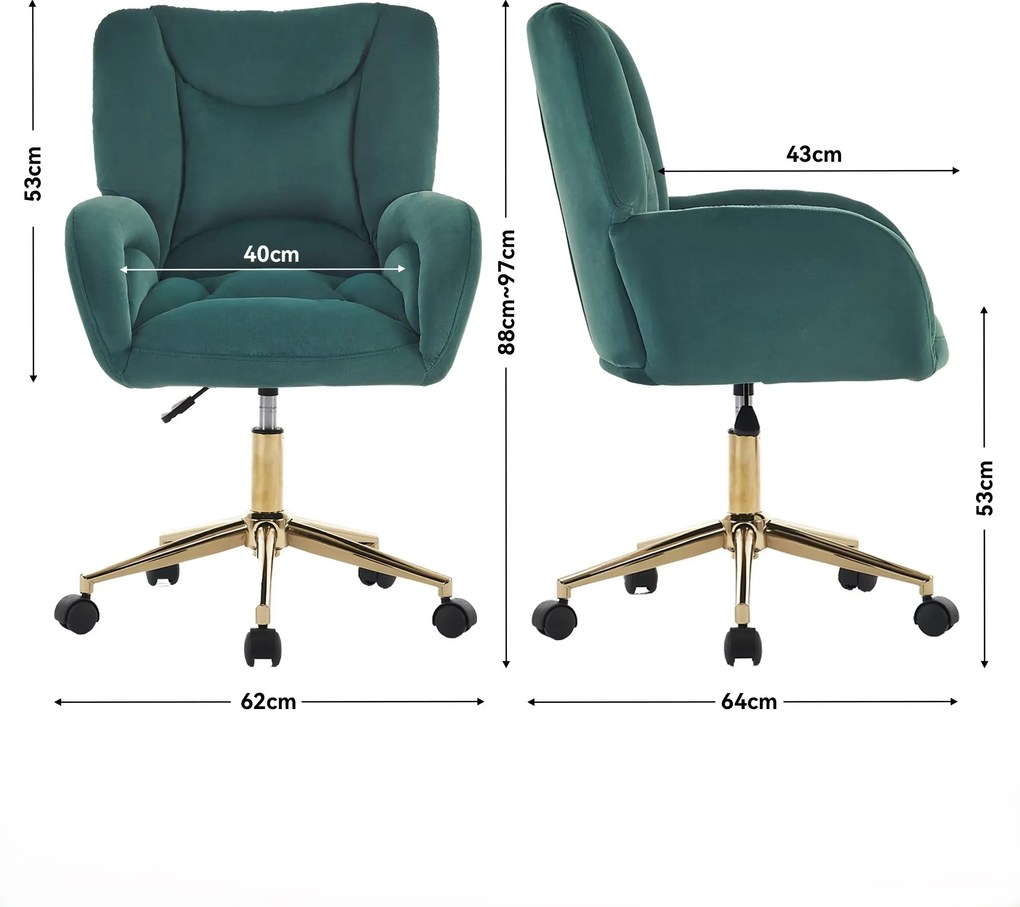 Scaun rotativ reglabil pe înălțime, Verde | Aosom Romania