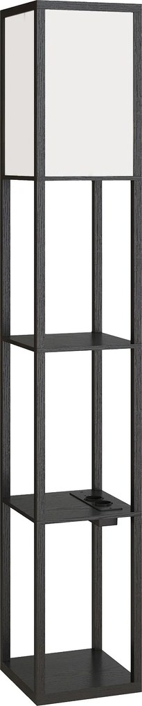 Lampă de Podea HOMCOM LED cu Rafturi, Lampă Modernă cu Comutator și Porturi USB, Lumină Reglabilă pentru Living și Dormitor, Neagră | Aosom Romania