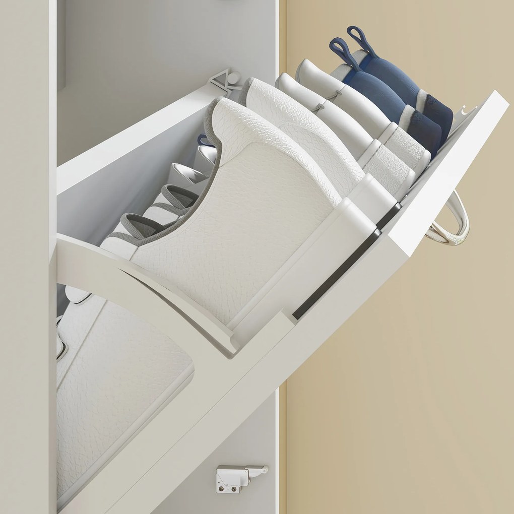 HOMCOM Dulap pentru Pantofi Subțire cu 5 Uși 65x17x180,5 cm în Lemn Alb | Aosom Romania