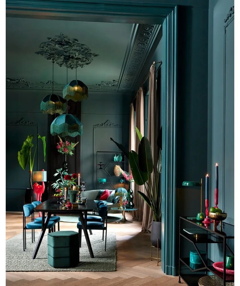 Lustră în culoarea petrol cu abajur textil ø 50 cm Malacia – Light &amp; Living