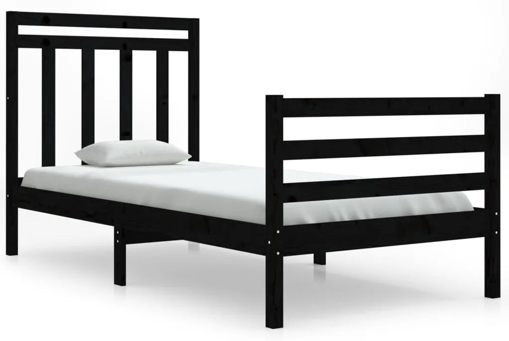3105284 vidaXL Cadru de pat Single 3FT, negru, 90x190 cm, lemn masiv