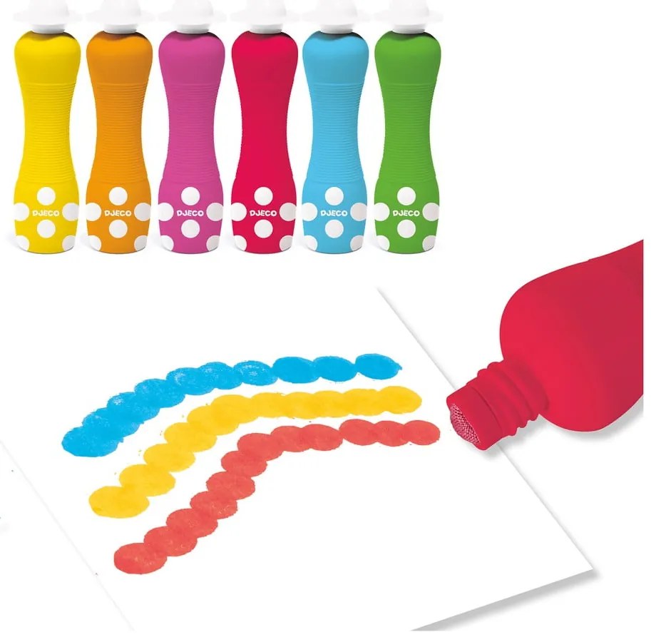 Set 6 culori pentru degete cu aplicator Djeco