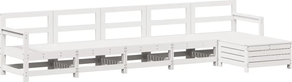 vidaXL Set canapea de grădină, 6 piese, alb, lemn masiv pin